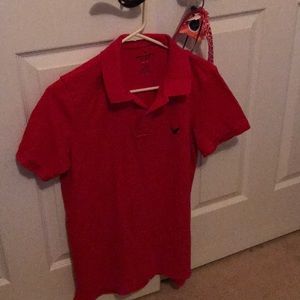 American Eagle red polo